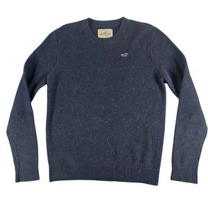 Hollister Men's Navy Blue Speckled Knit Crewneck Sweater Size Large